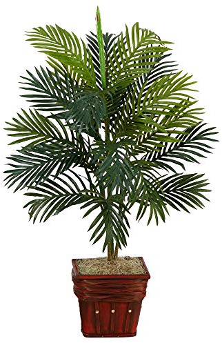 Nearly Natural Areca Palm with Wicker Basket Silk Plant