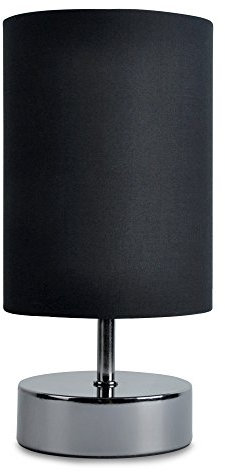MiniSun | Modern Black Chrome Touch Dimmer Table Lamp with Polycotton Black Light Shade | Table Lamps, Home Décor & Improvement Essential