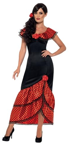 Smiffys Costume Señorita Flamenco, Noir, avec robe et coiffe Halloween