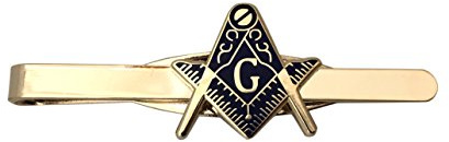Masonic Tie Bar Mason Pin Freemason Compass Gold Plated Gift Present