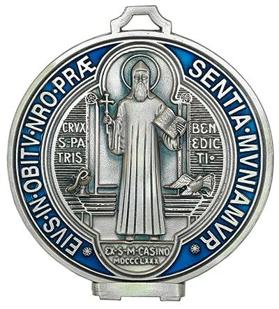 Eurofusioni Medaillon Heiliger Benedikt Versilbertes Metall - Durchmesser cm 12,5