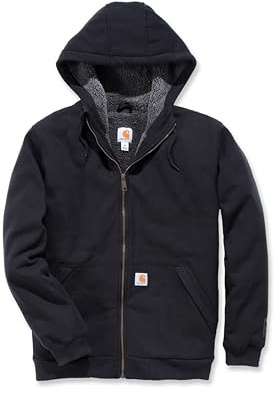 Carhartt Men's Rain Defender Rockland Sherpa Lined Hooded Sweatshirt Sweater, -black, Large