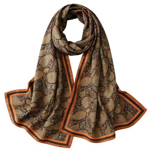 Myneiyi Fashion Scarves Scarf 100% Silk Feeling Scarf Silk Like Scarves Long Lightweight Sunscreen Shawls for Women