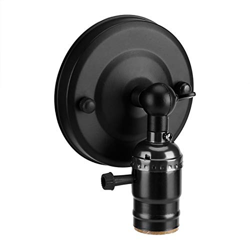 Portalámparas E27 Soporte de lámpara de Pared, Accesorio de Aplique de Pared Mini de Metal Retro, Soporte de lámpara de luz Vintage, para Oficina para el hogar(Black)