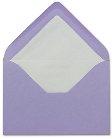 100 DIN B6 Briefumschläge Lila mit weißem Seidenfutter - 12,5 x 17,6 cm - 110 g/m² Nassklebung Matt ohne Fenster von Ihrem Glüxx-Agent