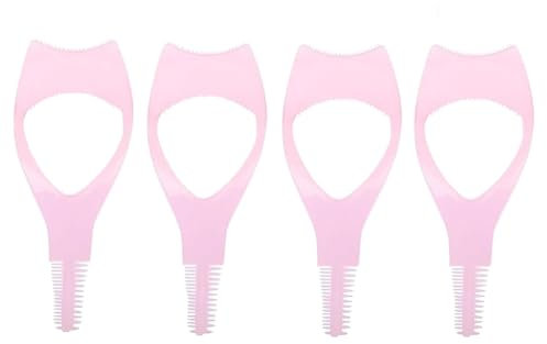 3 in 1 Mascara Shield Applicator Guard, Eyelashes Tools Mascara Shield Applicator Guard, Upper Lower Mascara Applicator Tool, Eyelash Combs Makeup Cosmetic Lash Guard (Pink)
