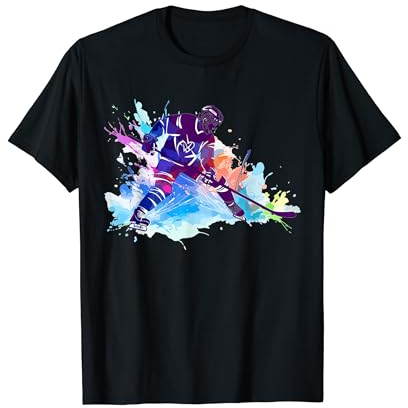 Eishockeyspieler Farbspritzer T-Shirt