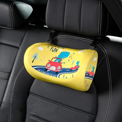 Kwak's Cuscino poggiatesta per auto, regolabile, supporto per la testa per seggiolino auto, cuscino per bambini e adulti, essenziale per viaggi su strada (giallo)