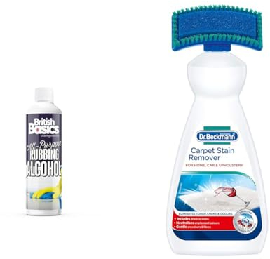 BritishBasics All Purpose Rubbing Alcohol | Isopropyl 99% Pure Isopropanol IPA for Cleaning 500ml & Dr. Beckmann Carpet Stain Remover | Removes New and Dried-in Stains | Includes Applicator Brush