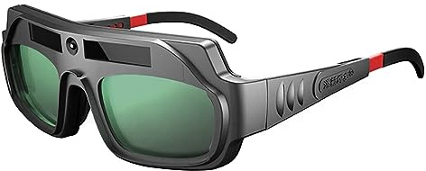 ANNCARY Adjustable Welding Eye Glasses, Solar Powered Goggles with Automatic Darkening, Arc PC Lens, Eye Protection, True Color Anti-Glare Goggles for Grinding, Plasma Cutting