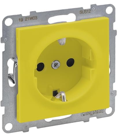 LEGRAND, SEANO Schutzkontakt-Steckdose mit erhöhtem Berührungsschutz, Anschlussdose, Steckklemmen, 16 A, 250 V, Farbe: Gelb, 765322
