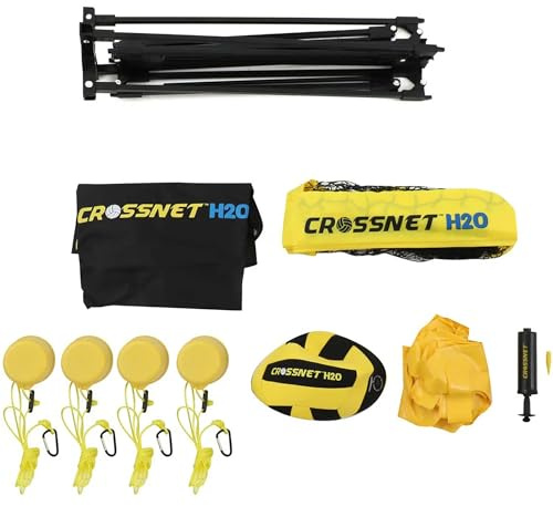 CROSSNET H2O Volleyball Pool Game - Four Square Net - Quick Assemble & Portable - Perfect Pool Toys for All Families W/Accessories