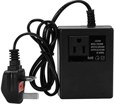 Step Down Transformer 220V To 110V,Step Down Transformer 220v to 110v 200W Portable Copper Voltage Converter High Conductivity 50/60Hz Travel Adapter UK Plug