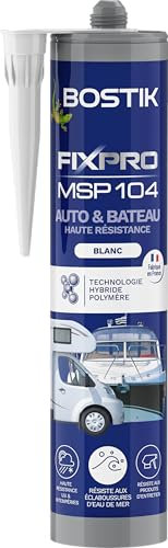 Bostik FIXPRO – Mastic Auto et Bateau MSP 104 – Colle et Joint – Tous matériaux – Résiste aux Intempéries et à l’Eau de Mer – Mastic Hybride Polymère – Couleur : Blanc – 1 Cartouche 290 ml