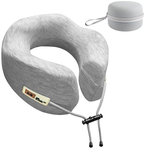 Wenosda Nackenkissen Flugzeug, Reisekissen, Memory Foam NackenKissen, Tragbares U-förmiges Flugzeug Kissen, einstellbar Nackenkissen Auto für Büro Reisen, Zuhauseund Camping, grau