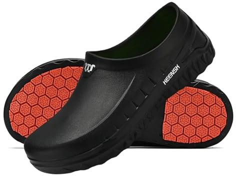 MEIAGDT Sabots Medical Cuisine Femme Homme Sabots Jardin Chaussures de Travail Infirmiere et Cuisine Antidérapante Imperméables I'huile Caoutchouc Hôpital Noir 45