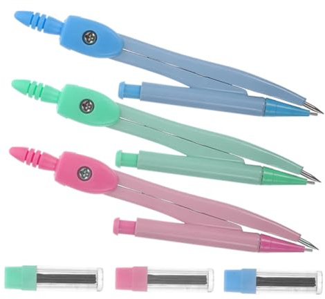 FIXOSHEE 3 ensembles Lot Compas de Dessin Métal Outils de Géométrie Pratiques pour École Stables et Ajustables pour Tracé de Cercles Précis Arts et Mathématiques