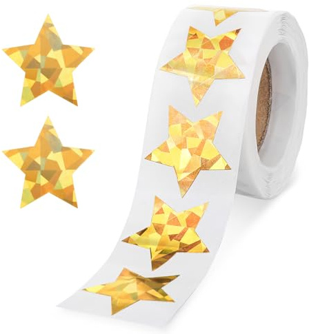 500 stycken guldstjärnklistermärken, glitter stjärnklistermärken guld belöning stjärnklistermärken 2,5 cm självhäftande dekorativa stjärnklistermärken glitter stjärnklistermärken jul-smycken för