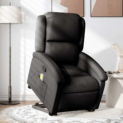 Owoxanthellate Fauteuil de massage électrique, noir, avec aide au relevage, 71 x 86 x 99 cm, housse en tissu, massage vibrant à 6 points, fonction allongée, robuste et durable, pour salon, chambre à
