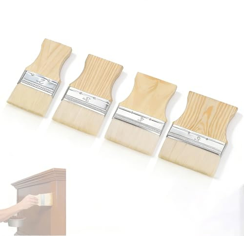 Zlokdraxy Juego de 4 Pinceles Planos de Superficie de 4,5/7/9,5/11 cm, Reutilizables, Pinceles para Artistas, Aptos para Pinturas acrílicas, óleo y Acuarela