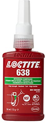 LOCTITE 638, High Strength Adhesive for securing cylindrical parts to shafts, Anaerobic and Temperature Resistant Liquid Glue for Gearboxes, 50ml