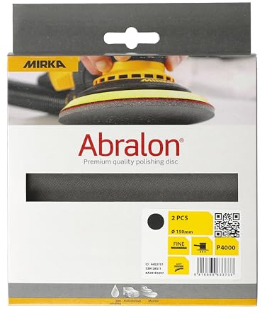 Mirka Abralon sliprondell 150mm korn 4000 2 st med kardborre | Sliprondell med kardborre för dammfri slipning och polering av lack trä plast med korn 4000 hög finish