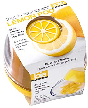 Joie Fresh Flip Pod Lemon Storage Container – Keeps Leftover Lemons Fresh with Snap-On Lid, BPA-Free & Dishwasher Safe, Yellow