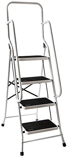 Home Vida 4 Step Ladder with Safety Handrail, Heavy Duty Steel, Portable Folding, Anti-Slip Mat, Home, Kitchen, DIY, Gardening Step Ladder, 150kg Max Capacity