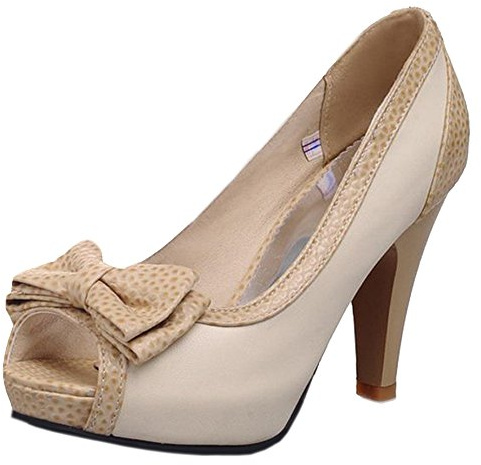 CuteFlats Escarpins à Bout Ouvert pour Femmes Sandales à Talons avec Nœud