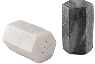 GoCraft Salt and Pepper Shakers | HandCrafted White and Black Marble Salt and Pepper Shakers