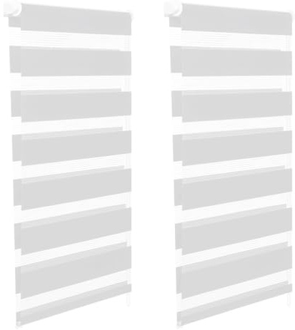 IDMarket - Lot de 2 Stores enrouleurs zébrés Jour Nuit l.55 x H. Max 170 CM Blancs
