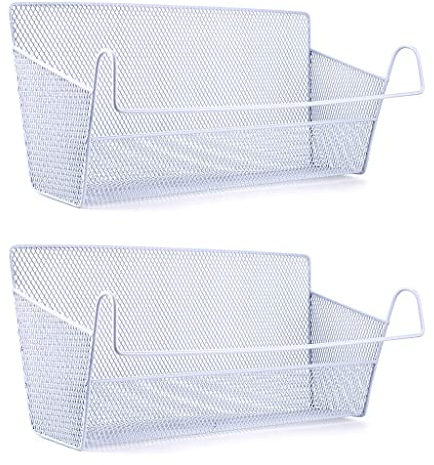 SUMNACON - Cestas de almacenamiento colgantes para el cabecero de la cama, para el escritorio de la oficina, para el colegio o para las literas (2 unidades, color grisáceo)