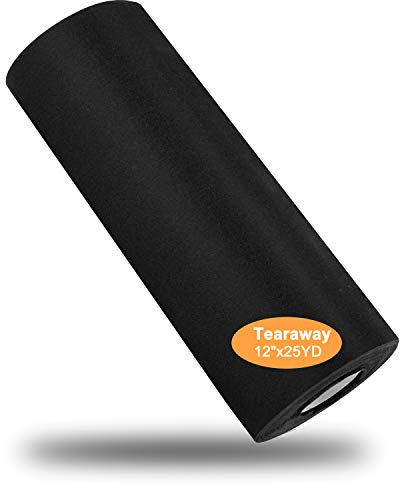 New brothread Schwarze Tear Away (Reißvlies) Maschine Stickvlies 12 x25Yd (30cmx23M) Rolle - Mittleres Gewicht 50gm (1.8oz) - 3 Optionen - Tear Away/Cut Away/No Show Mesh