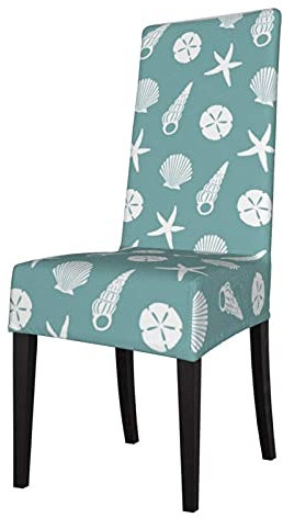 Housses de Chaise Motif de Coquille de mer en écume de mer Vert et Blanc Housses de Chaise Extensibles Housse de Chaise Housse de siège Extensible pour chaises