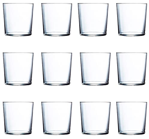 Tradineur - Set de 12 vasos de cristal modelo Ruta, vasos clásicos para agua, bebidas, resistentes, aptos para lavavajillas (36 cl, 9 x 8,5 cm)