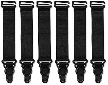 Satini Metallic Klipp Weit der Straps Gürtel Dessous Riemen (Schwarz, 6 Riemen)