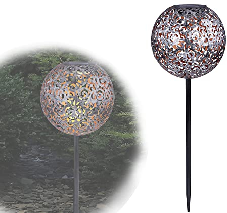 bmf-versand® Solarlampen für Außen Garten Kugel Solarleuchten Balkon Wetterfest - Solarlampe Outdoor Gartendeko Solar Aussen Gartenleuchten Außenbeleuchtung LED (Antik Erdspieß 19 cm)