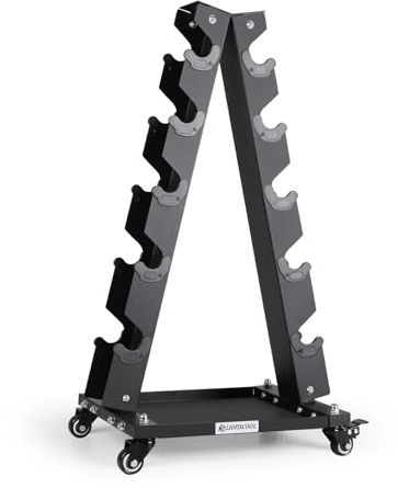 LIONSCOOL Premium Solid Steel Dumbbell Rack Stand Only, A-Frame Portable Weight Storage Organizer with Tray and Wheels (Medium, 300 LBS)