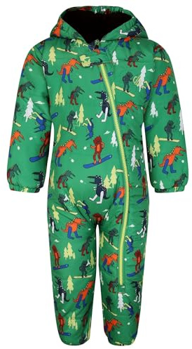 Dare 2b Kids' Bambino II Insulated Snowsuit with waterproof and breathable fabric, perfect for Skiing, Snowboarding & Wintersports, Trek Green Dinosaur