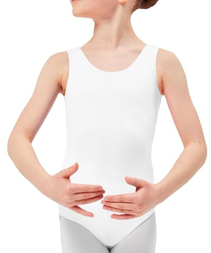The Fancy Dress® Girls Cotton Stretch Leotards Kids School PE Ballet Dance Gymnastics Sleeveless Bodysuit Age 3-13 Years