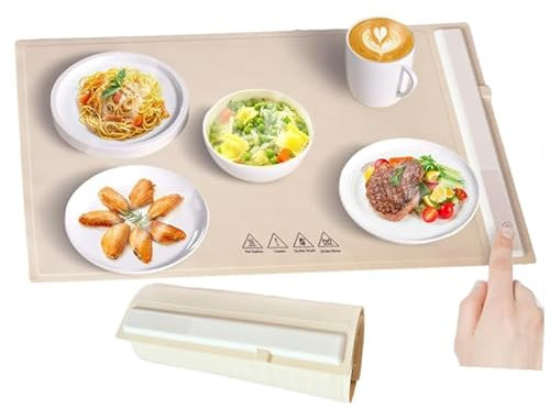 CYTBEK Bandeja calentadora eléctrica con Temperatura Ajustable, Calentador de Alimentos Plegable, Calentamiento rápido, Platos Plegables, Plato Caliente, Calentador de Alimentos, Plato Caliente para
