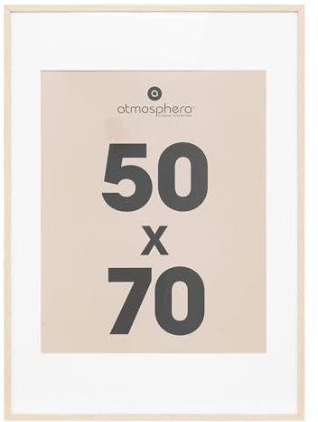 Atmosphera - Cadre Photo Manu Bois Naturel 50x70 cm, Avec Passe-Partout 30x40 cm, À Poser ou Suspendre - Pour Décoration Murale, Salon, Bureau