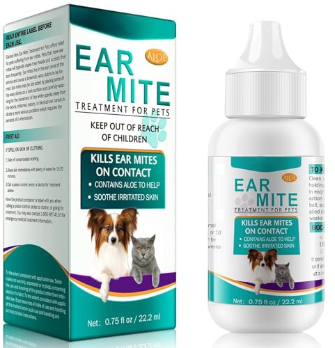 22ml Soluzione Pulente per Acari delle Orecchie per Cani e Gatti – Allevia il Prurito, Combatte gli Acari & Pulisce le Orecchie – Deterge e Calma le Orecchie Irritate – Contrasta i Cattivi Odori