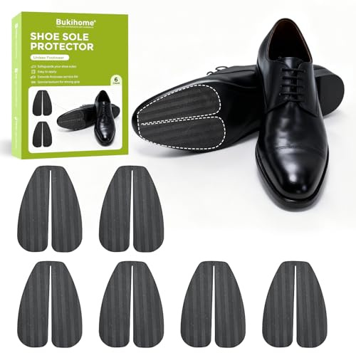 Suelas para zapatos protector zapatos - Bukihome 3 pares de suelas antideslizantes, reducir el desgaste de la suela, adhesivo duradero y resistente para calzado de hombre y mujer(Negro, M)