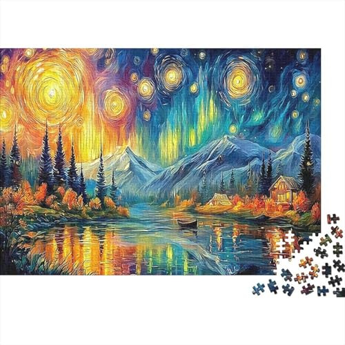 Norrsken landskap pussel 1 000 bitar papper för vuxna natt avkopplande spel heminredning 70 x 50 cm/1000 st