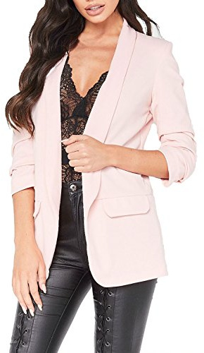 Red Olives® New Ladies Frill Ruffle 3/4 Sleeve Duster Coat Women Jacket Blazer UK 8-26 (Nude, 16-18)