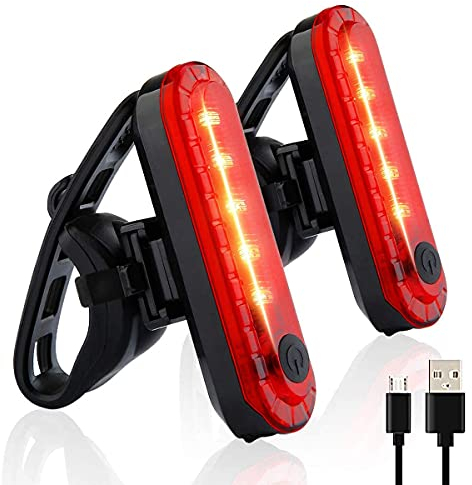 Volcano Eye Luz Trasera de Bicicleta (2 pcs), Luz de Destello de Seguridad USB Recargable Ultra Brillante LED Rojo Fácil de Instalar de Alta Intensidad para Bici de Carretera, Cascos
