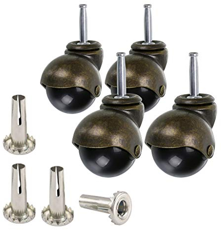 Skelang 50 mm Stem Castor Wheels, Ball Castors with Sockets, Antique Swivel Casters, Replacement for Furniture, Ottoman, Cabinet, Coffee Table, 4 Pcs
