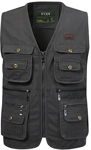 KTWOLEN Mens Fishing Waistcoat Multi Pocket Gilet Safari Sleeveless Gillette Jackets Summer Utility Vest Hiking Photography Vests Body Warmers