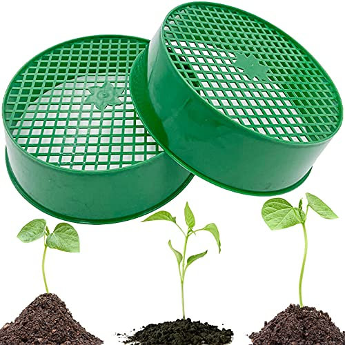 Colador de malla verde plántulas de tierra Plástico redondo de tierra Colador de malla de plástico Herramienta de plántulas de plantas Para herramientas de jardín Soil Stone Mesh verde 2 piezas
